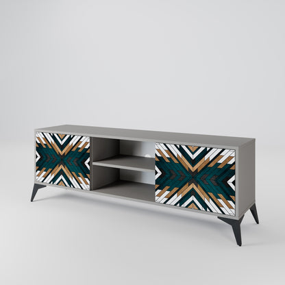 ARTISTIC GEOMETRY 2-Door TV Stand in Grey Finish