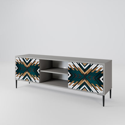 ARTISTIC GEOMETRY 2-Door TV Stand in Grey Finish