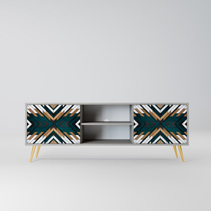 ARTISTIC GEOMETRY 2-Door TV Stand in Grey Finish