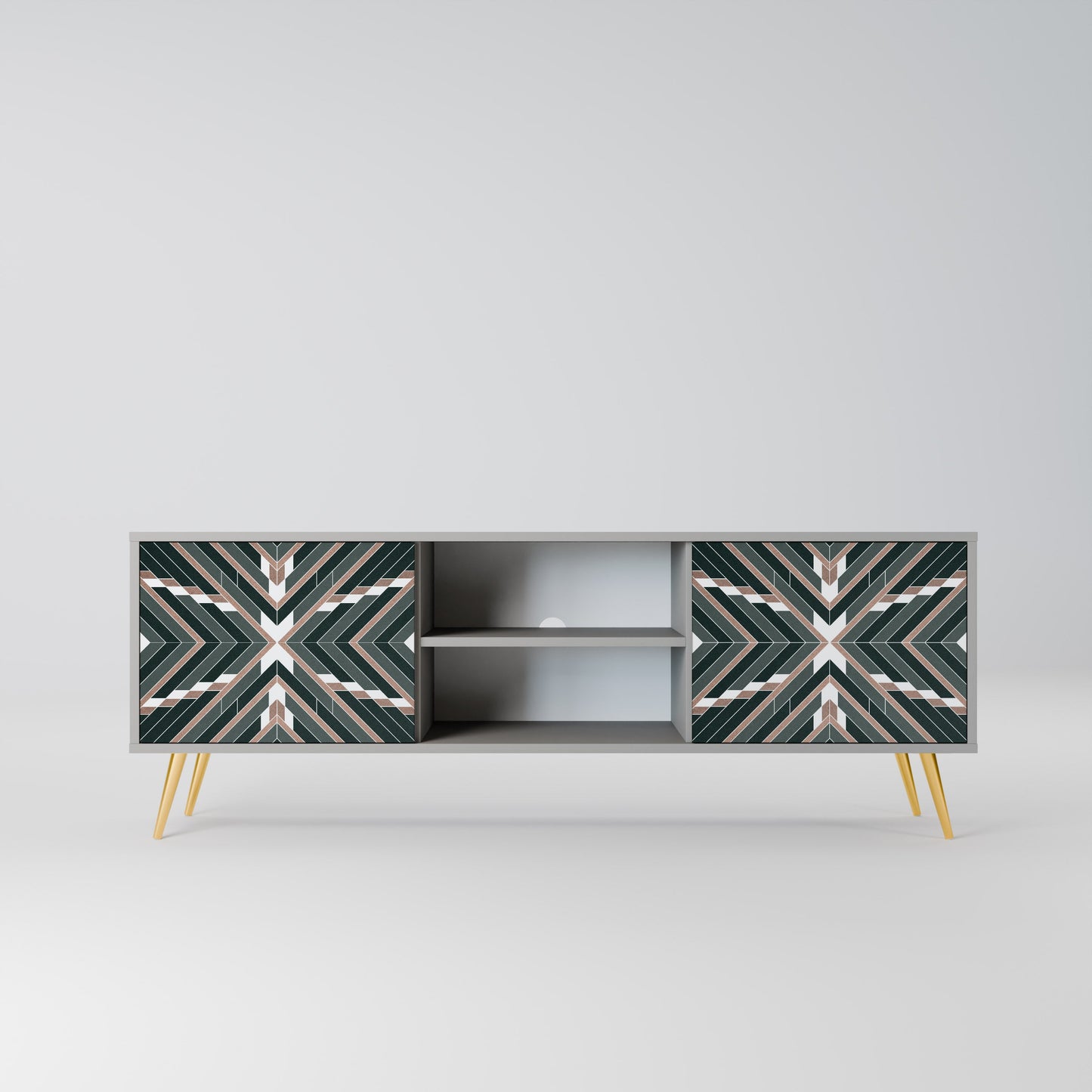 DIMENSION DELIGHTS 2-Door TV Stand in Grey Finish