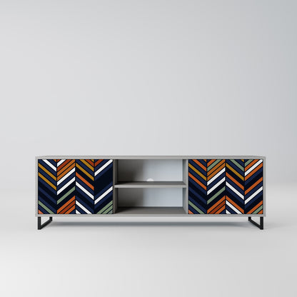 VIBRANT PATCHWORK 2-Door TV Stand in Grey Finish