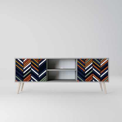 VIBRANT PATCHWORK 2-Door TV Stand in Grey Finish