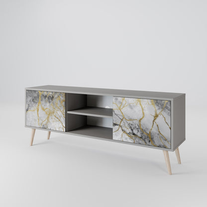 TIMELESS GLIDE 2-Door TV Stand in Grey Finish