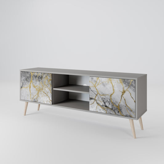 TIMELESS GLIDE 2-Door TV Stand in Grey Finish