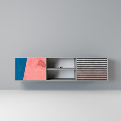 GLAMOROUS STRIPE 2-Door TV Stand in Grey Finish