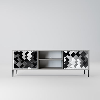 TEMPORARY SEQUENCE 2-Door TV Stand in Grey Finish