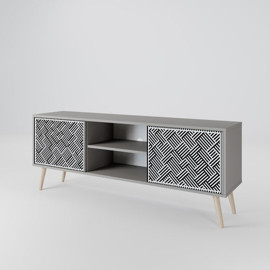 TEMPORARY SEQUENCE 2-Door TV Stand in Grey Finish