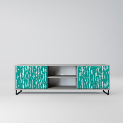 TURQUOISE RAIN 2-Door TV Stand in Grey Finish