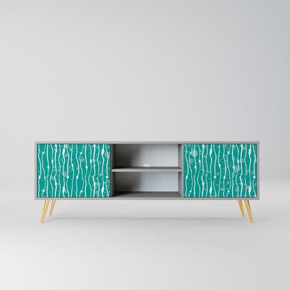 TURQUOISE RAIN 2-Door TV Stand in Grey Finish