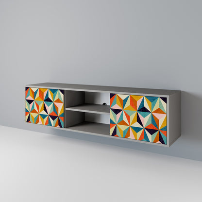 TESSELATE TREASURES 2-Door TV Stand in Grey Finish