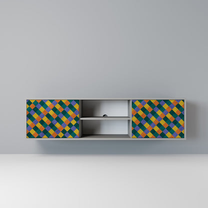 PAINTED SQUARES MIX 2-Door TV Stand in Grey Finish