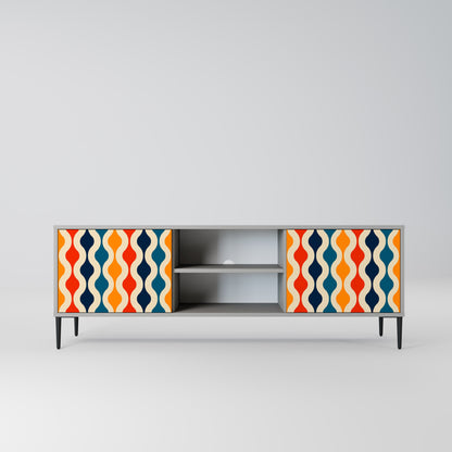 COLORFUL NOSTALGIA 2-Door TV Stand in Grey Finish