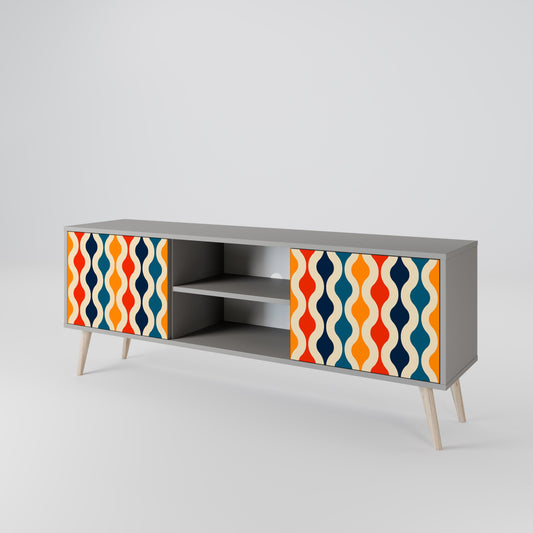 COLORFUL NOSTALGIA 2-Door TV Stand in Grey Finish