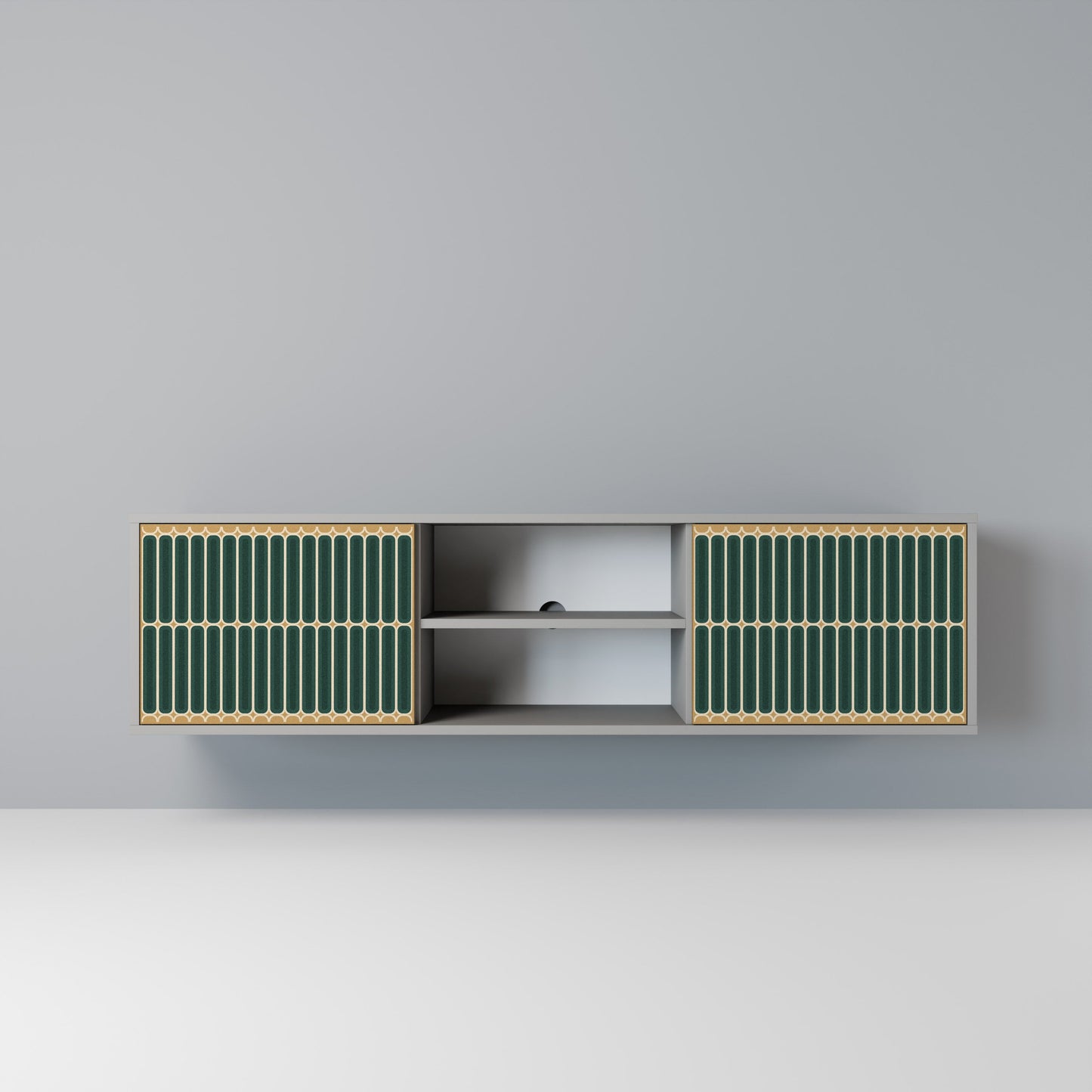 ILUSION GATE 2-Door TV Stand in Grey Finish