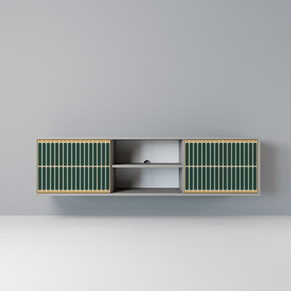 ILUSION GATE 2-Door TV Stand in Grey Finish