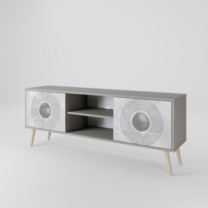 SOLID CIRCLES 2-Door TV Stand in Grey Finish