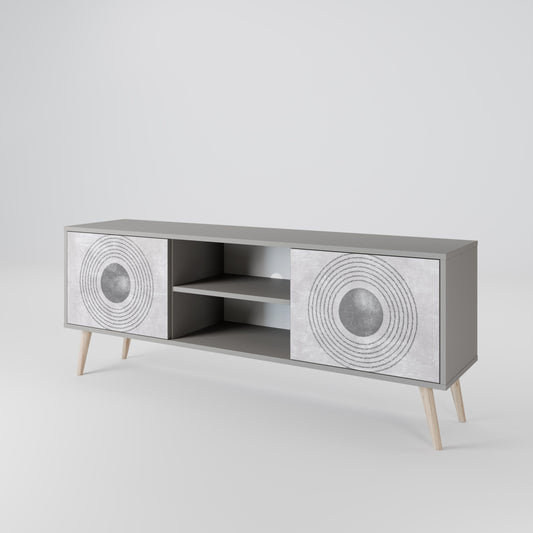 SOLID CIRCLES 2-Door TV Stand in Grey Finish