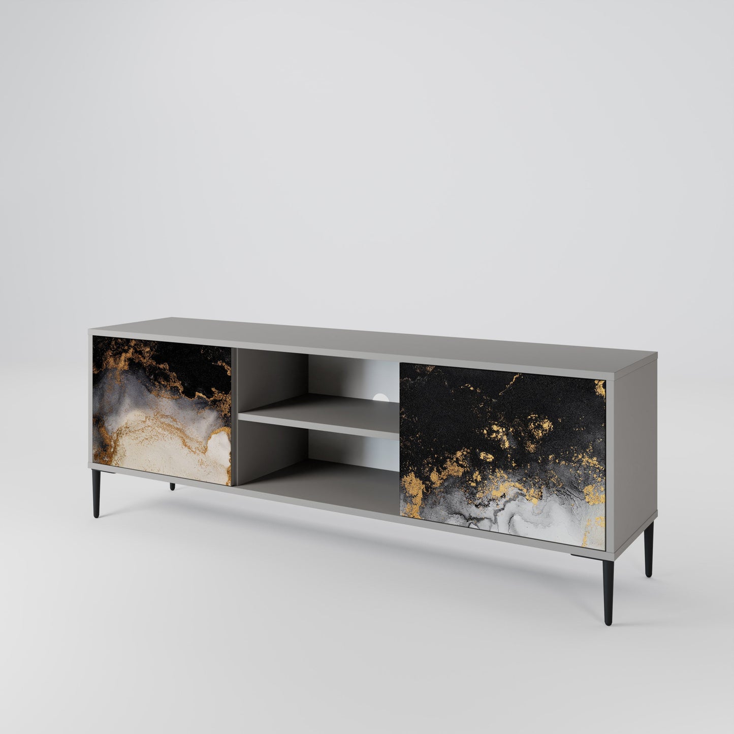 MARBLE OF TOMMORROW 2-Door TV Stand in Grey Finish