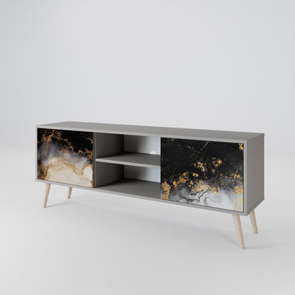MARBLE OF TOMMORROW 2-Door TV Stand in Grey Finish