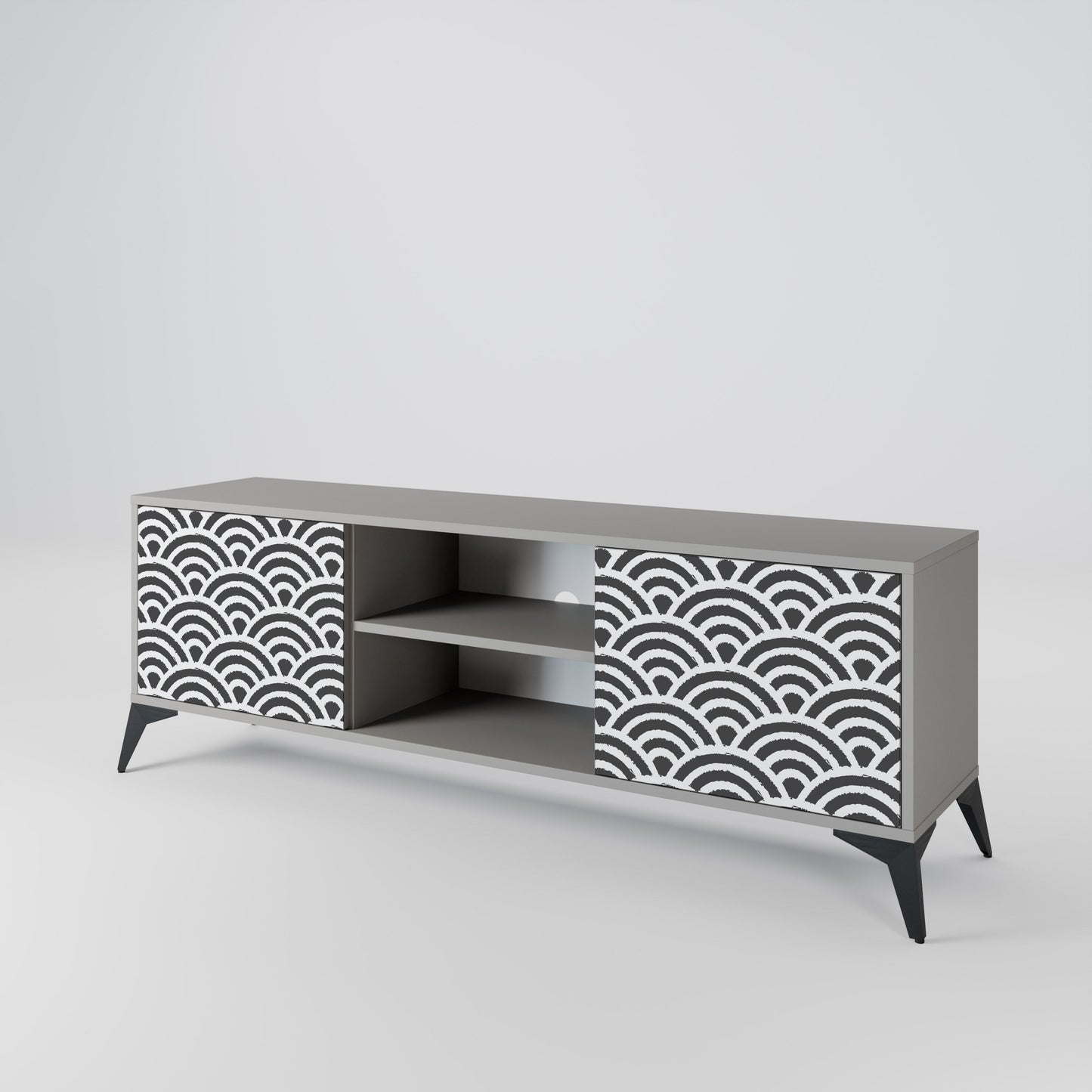 GLOOMY HOST 2-Door TV Stand in Grey Finish