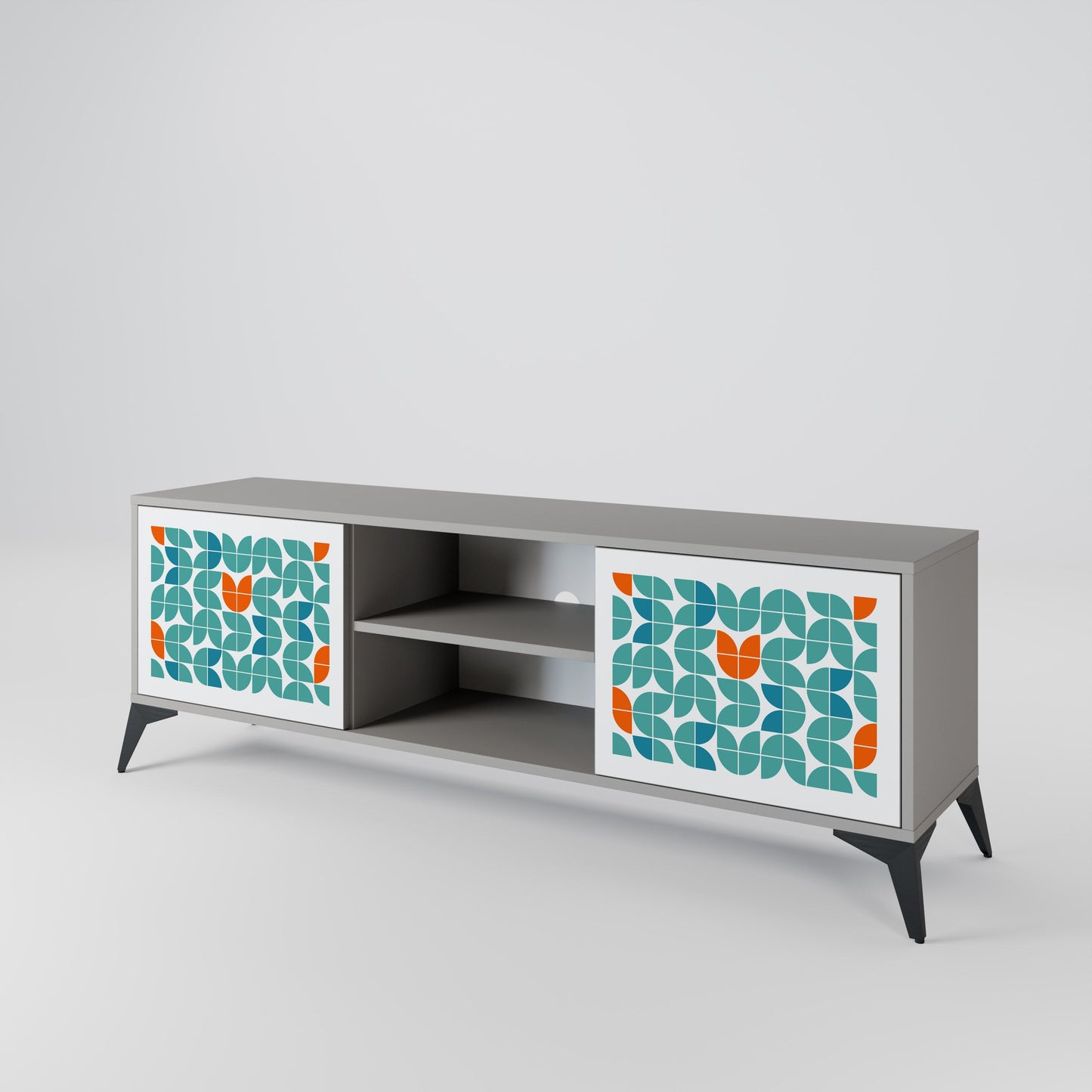 BE THE CHANGE 2-Door TV Stand in Grey Finish