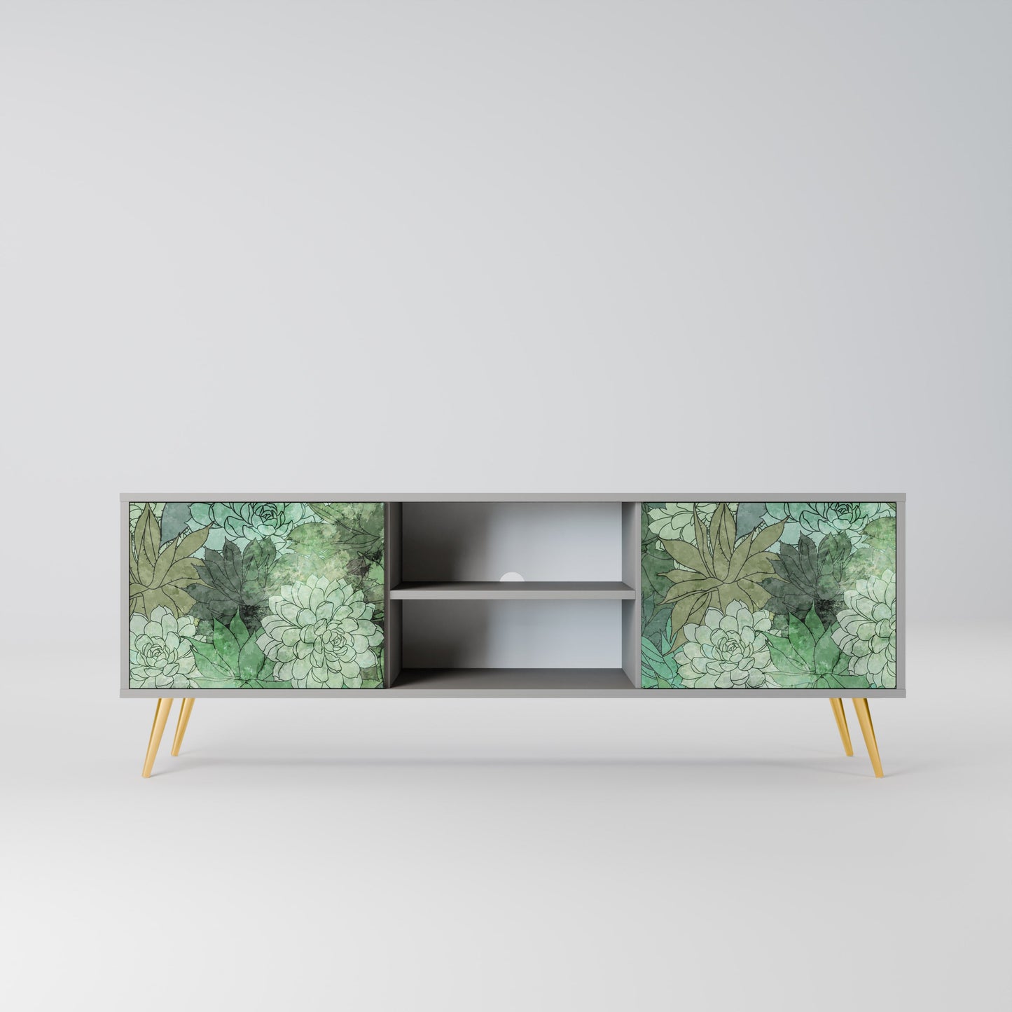 SUCCULENT CLUSTER 2-Door TV Stand in Grey Finish