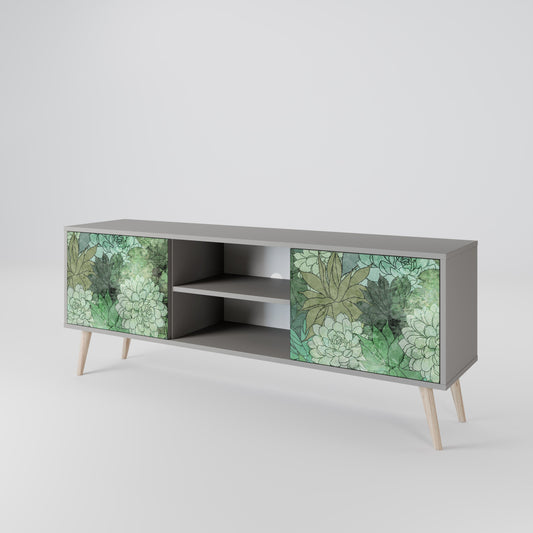 SUCCULENT CLUSTER 2-Door TV Stand in Grey Finish