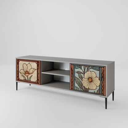 TIMELESS FLORA 2-Door TV Stand in Grey Finish