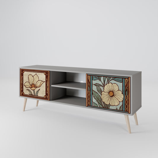 TIMELESS FLORA 2-Door TV Stand in Grey Finish