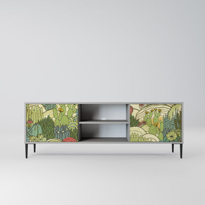 SUCCULENTS KALEIDOSCOPE 2-Door TV Stand in Grey Finish