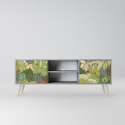 SUCCULENTS KALEIDOSCOPE 2-Door TV Stand in Grey Finish