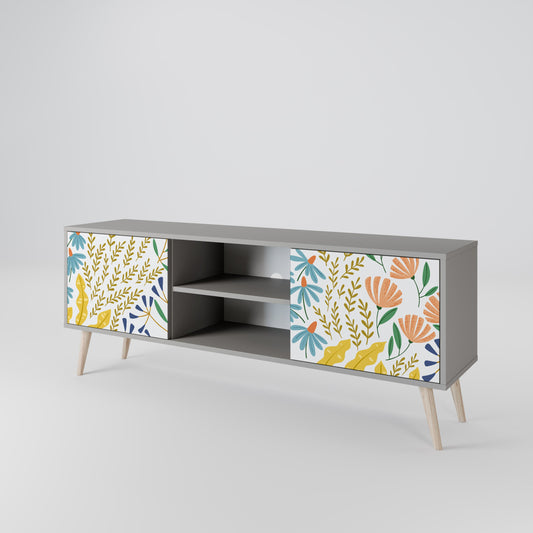 HELLO SPRING 2-Door TV Stand in Grey Finish