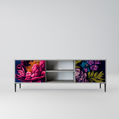BLOOMING ELEGANCE 2-Door TV Stand in Grey Finish