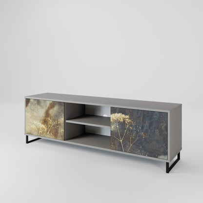 GENTLE POWER 2-Door TV Stand in Grey Finish