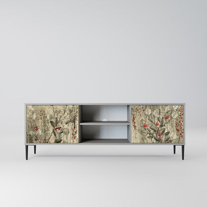 HERBAL GRACE 2-Door TV Stand in Grey Finish