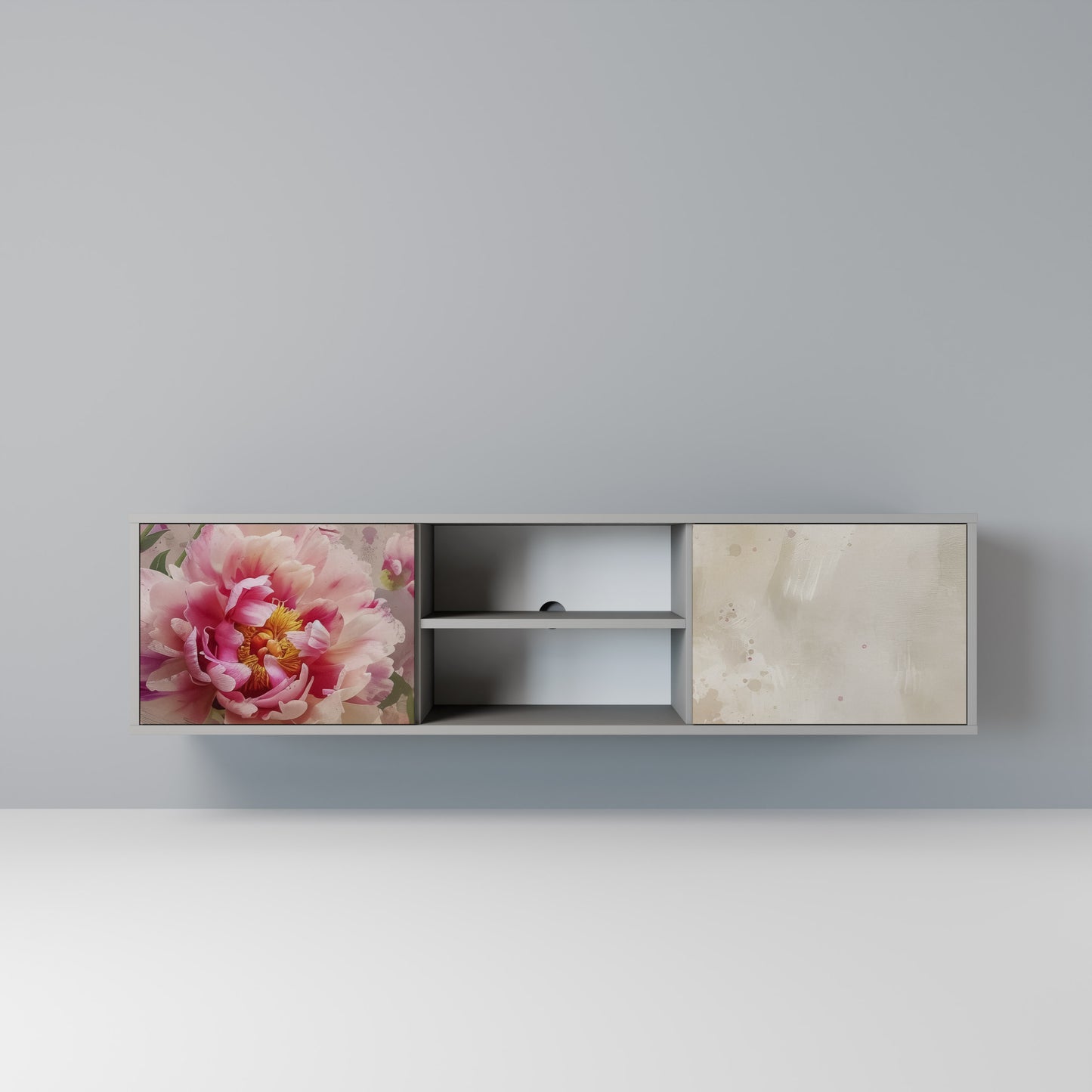 Mobile TV a 2 ante PEONY WHISPER con finitura grigia