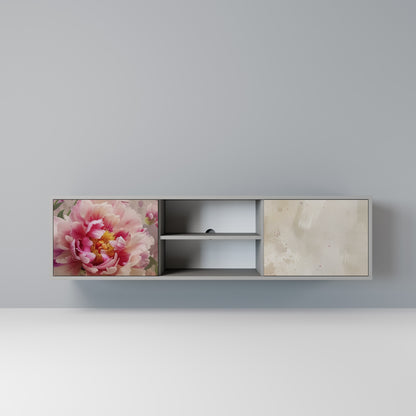 Mobile TV a 2 ante PEONY WHISPER con finitura grigia