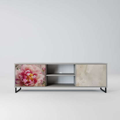Mobile TV a 2 ante PEONY WHISPER con finitura grigia