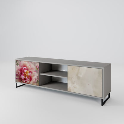 Mobile TV a 2 ante PEONY WHISPER con finitura grigia