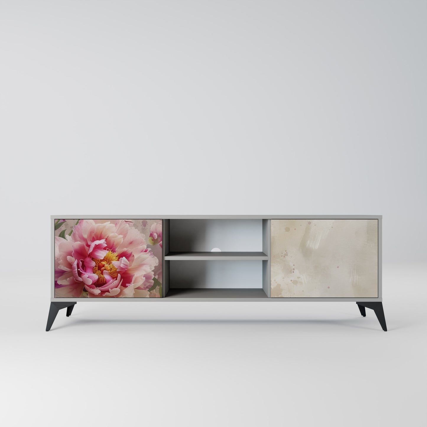 Mobile TV a 2 ante PEONY WHISPER con finitura grigia