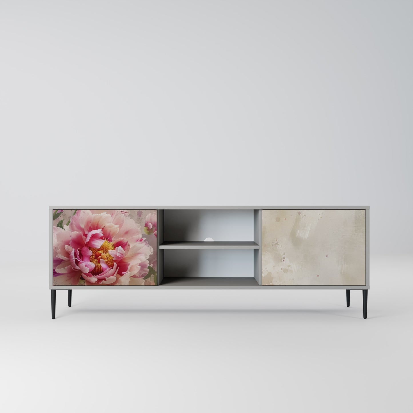 Mobile TV a 2 ante PEONY WHISPER con finitura grigia