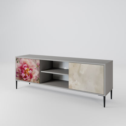 Mobile TV a 2 ante PEONY WHISPER con finitura grigia
