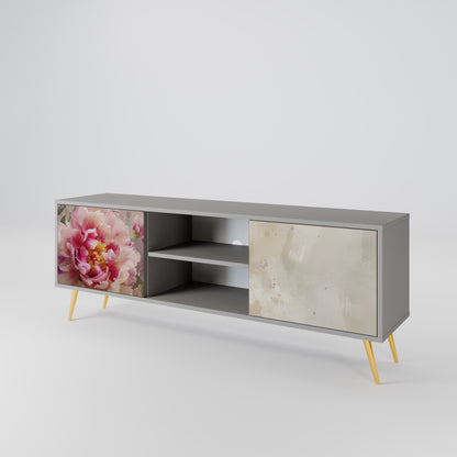 Mobile TV a 2 ante PEONY WHISPER con finitura grigia