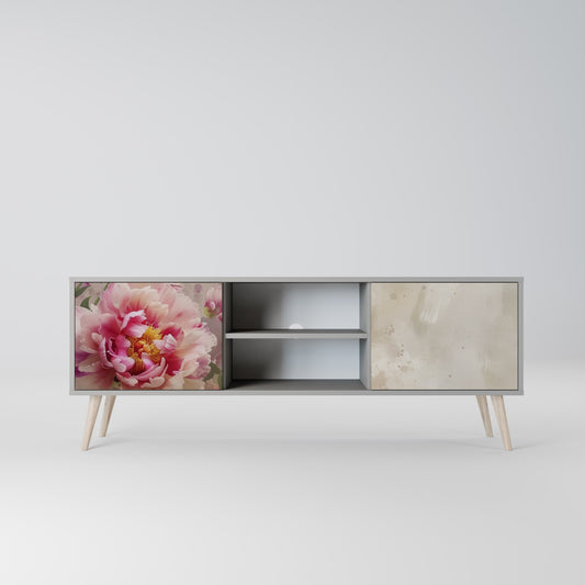 Mobile TV a 2 ante PEONY WHISPER con finitura grigia