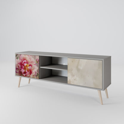 Mobile TV a 2 ante PEONY WHISPER con finitura grigia