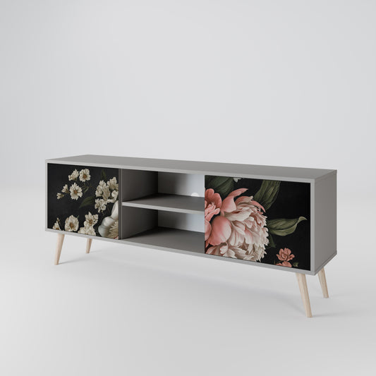 LUSH ELEGANCE 2-Door TV Stand in Grey Finish
