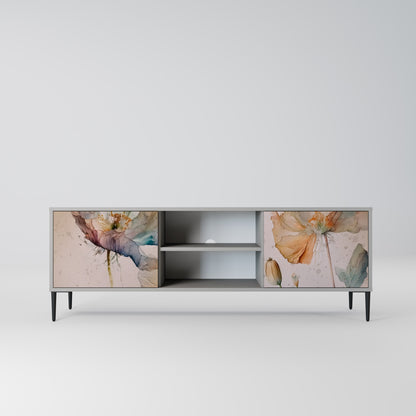 SOFTEN POPPY 2-Door TV Stand in Grey Finish