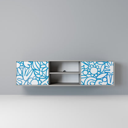 BLOOMY MORNING 2-Door TV Stand in Grey Finish