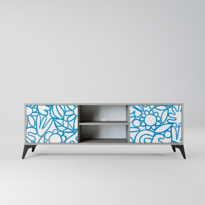 BLOOMY MORNING 2-Door TV Stand in Grey Finish