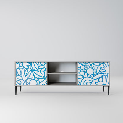 BLOOMY MORNING 2-Door TV Stand in Grey Finish